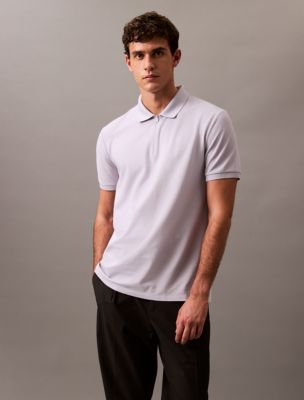 Tech Pique Zip Polo Shirt, Evening Haze