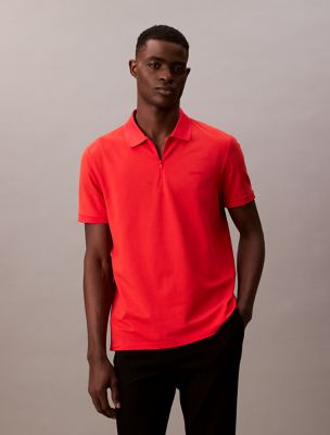 Tech Zip Polo Shirt, Red Alert