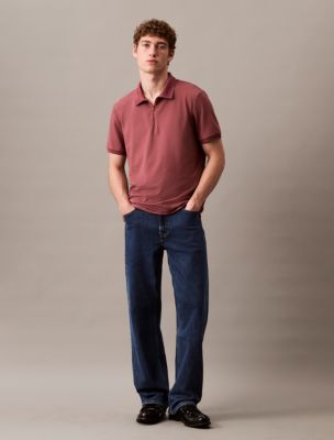 Tech Pique Zip Polo Shirt, Wild Ginger