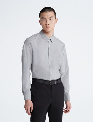 Cotton Blend Classic Button-Down Shirt, Grey