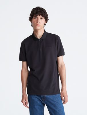 Tech Zip Polo Shirt, Black Beauty