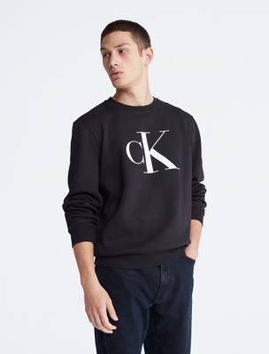 Monogram Logo Fleece Crewneck Sweatshirt, Black Beauty