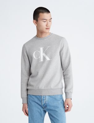 Monogram Logo Fleece Crewneck Sweatshirt, Heroic Grey Heather