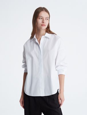 Relaxed Poplin Button-Down Shirt, Brilliant White