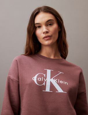Monogram Logo Fleece Relaxed Crewneck Sweatshirt, Capri Rose