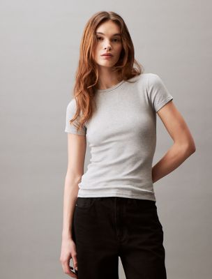 Cotton Contour Rib T-Shirt, Grey Heather