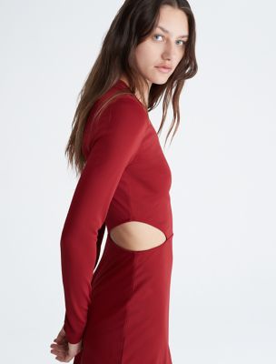 calvin klein cut out dress Cutout Cotton Maxi Dress (Women)