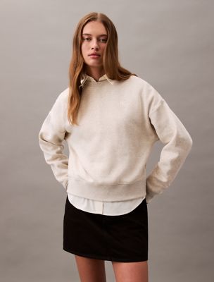 Archive Logo Fleece Cropped Sweatshirt, Vanilla Heather