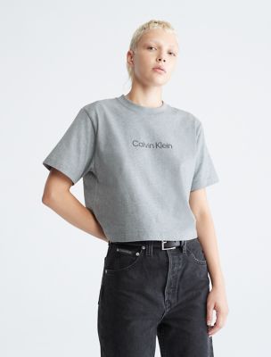 Standard Logo Boxy Fit Crewneck T-Shirt, Medium Grey Heather