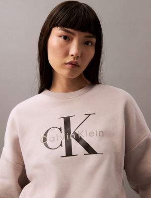 Monogram Logo Fleece Relaxed Crewneck Sweatshirt, Ashes of Roses