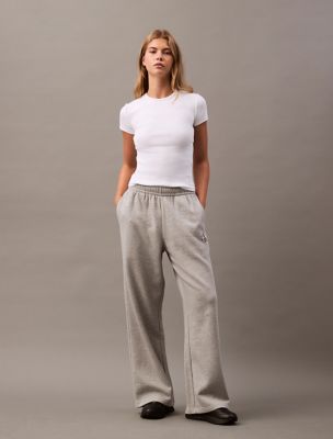 Monogram Logo Fleece Wide Leg Sweatpants, Heroic Heather