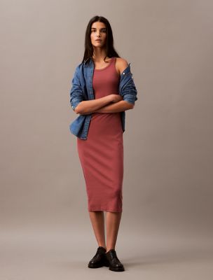 Cotton Contour Rib Tank Dress, Apple Butter