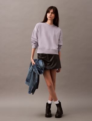 Archive Logo Fleece Cropped Sweatshirt, Lilac Gray