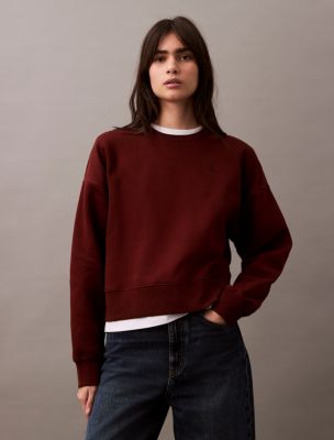 Monogram Fleece Cropped Sweatshirt, Rusted Root