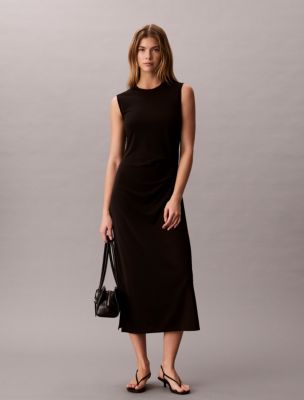 Refined Jersey Gathered Dress, Black