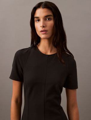 calvin klein compact stretch crepe midi dress Compact Stretch Crepe Shift Dress