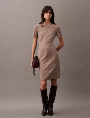 Compact Stretch Crepe Shift Dress, Cinder