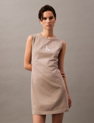 Monogram Logo Sleeveless T-Shirt Dress, Cinder