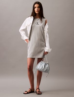 Monogram Logo Sleeveless T-Shirt Dress, Heroic Gray Heather