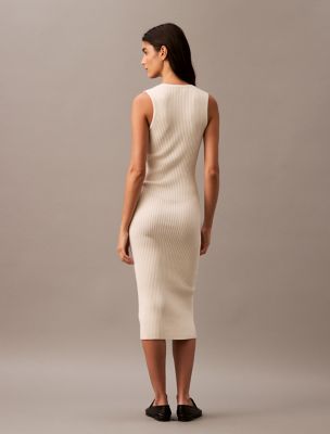 white christmas dresses MEROKEETY Long Sleeve V Neck Ribbed Sweater Midi Dress  Merokeety