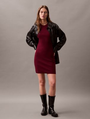 Tech Knit Mini Dress, Cherrywood
