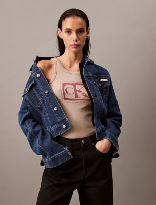 Cotton Contour Rib Logo Graphic Tank, Goat