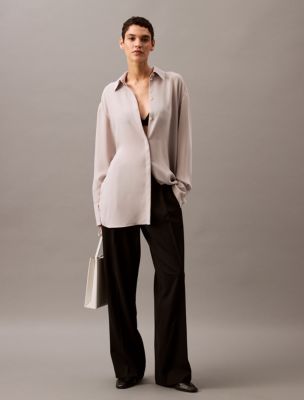 Classic Button-Down Tunic Shirt, Ashes of Roses