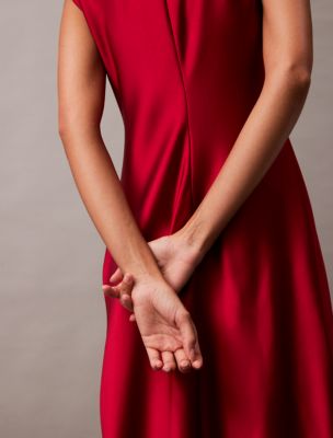 dresses satin Alina" Ombre Satin Cowl Tie Neck Dress