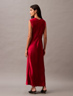 Sleeveless Satin V-Neck Dress | Calvin Klein