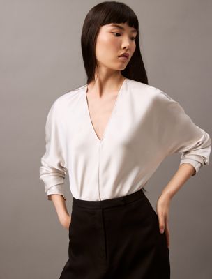 Satin V-Neck Blouse | Calvin Klein