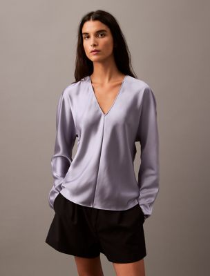 Satin V-Neck Blouse | Calvin Klein