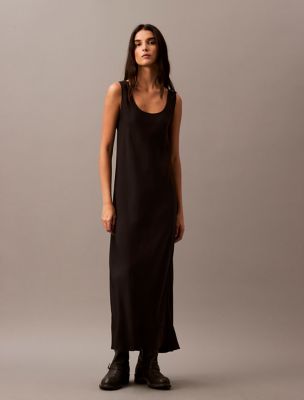 Viscose Twill Maxi Slip Dress, Black Archroma