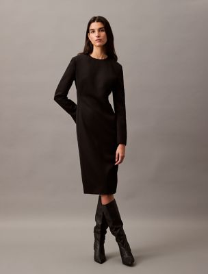 Crepe Midi Dress, Black Beauty