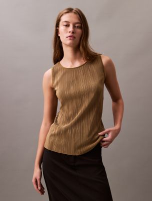 Plisse Tank Top, Gothc Olive