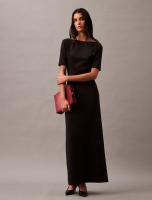 Backless Jersey Dress, Black Beauty
