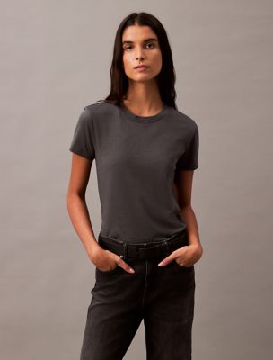 Cotton Silk Tee, Dark Slate Grey