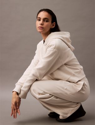 Sequin Monogram Logo Fleece Wide Leg Sweatpants | Calvin Klein