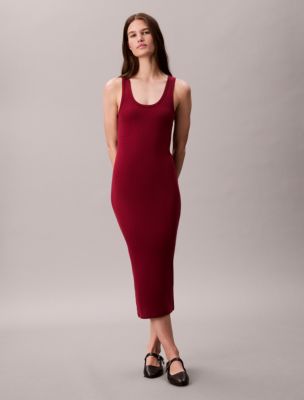 Rib Slip Dress, Magenta Jewel 