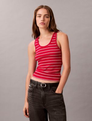 Cotton Contour Rib Tank, Berry Sangria