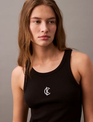 Cotton Contour Rib Tank, Black