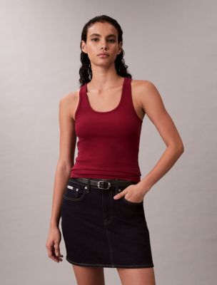 Cotton Contour Rib Tank, Magenta Jewel 