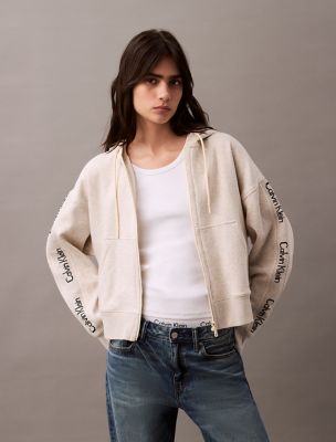 NWT MICHAEL KORS Men's Logo Tape Cotton Blend Zip-Up Hoodie