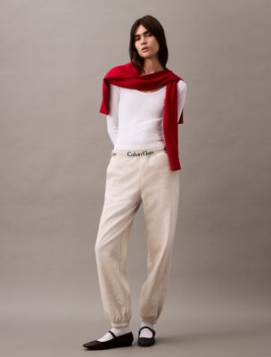 Logo Tape Fleece Joggers, Vanilla Heather