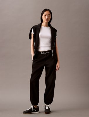 Logo Tape Fleece Joggers, Black Beauty