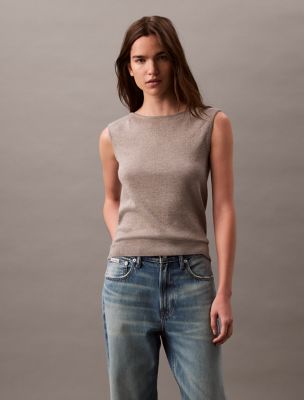 Lurex Sleeveless Pullover Top, Rock Ridge