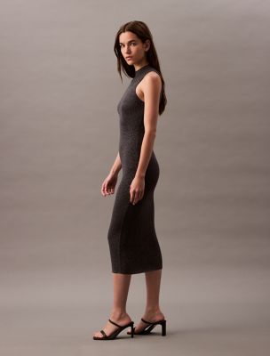 Lurex Midi Dress, Ebony