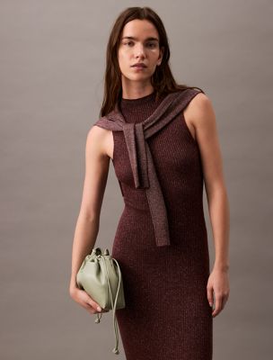 Lurex Midi Dress, Decadent Chocolate