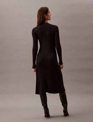 green emerald velvet dress Fit and Flare Sweater Dress