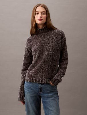 Chenille Relaxed Turtleneck Sweater, Endless Gray