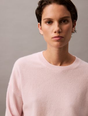 Cashmere Crewneck Sweater, Light Pink